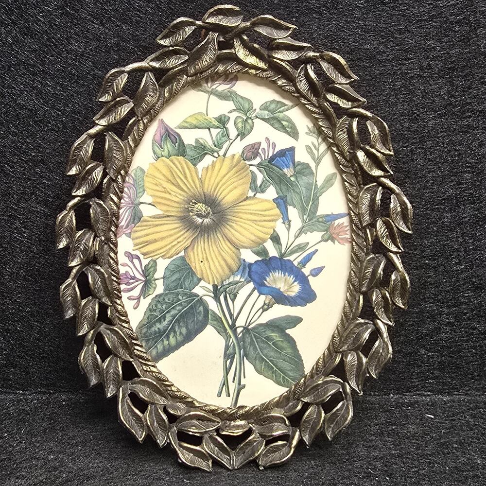 Vintage Brass Frame with Floral Print 7"x5.25"